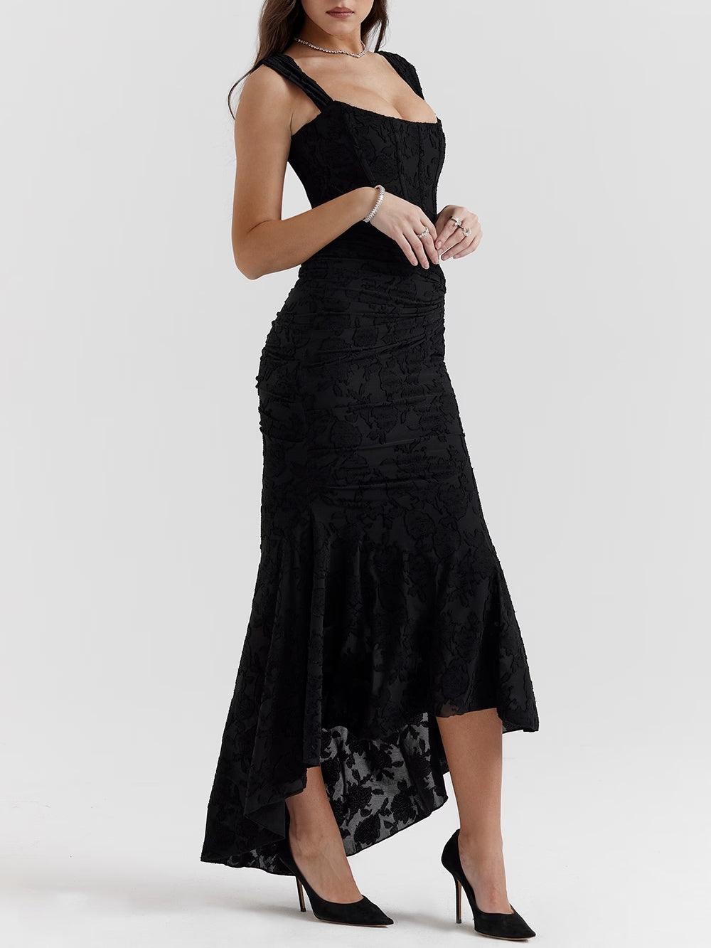 Blaues BlumenMaxi-Kleid