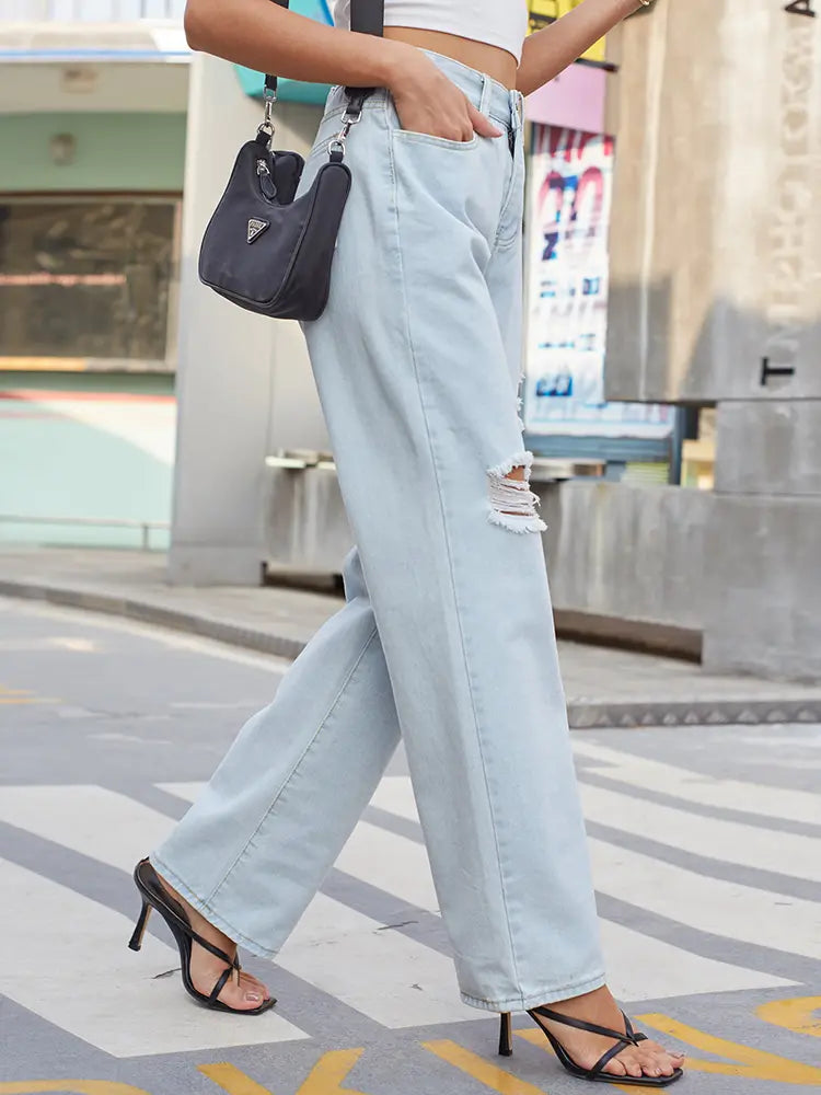 Helle Waschung Vintage Distressed Denim Hose