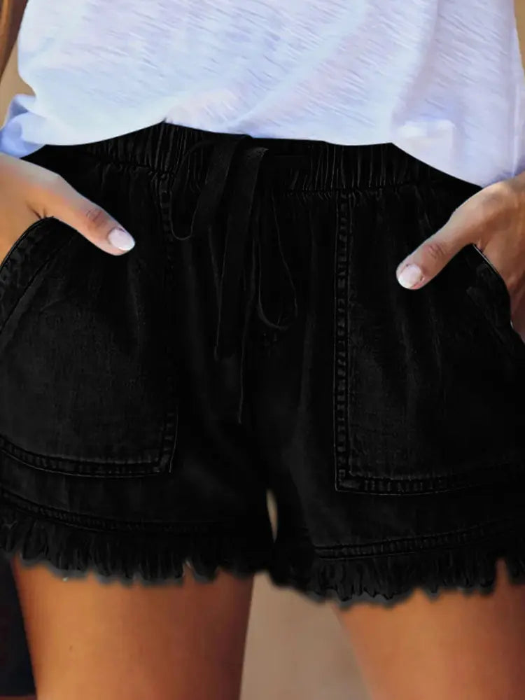 Elastische Taille Schlanke Passform Denim Hot Shorts