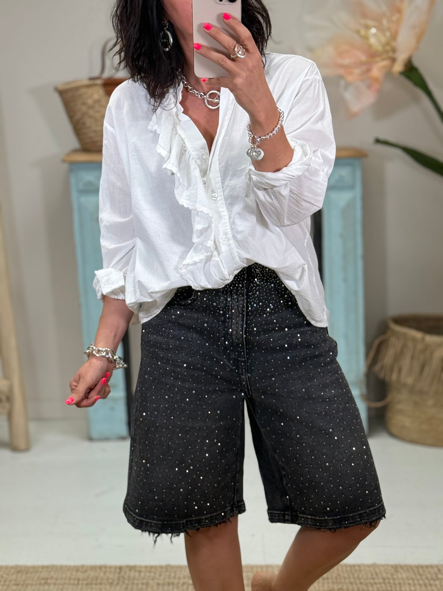 Bermuda Strass Jeanshose
