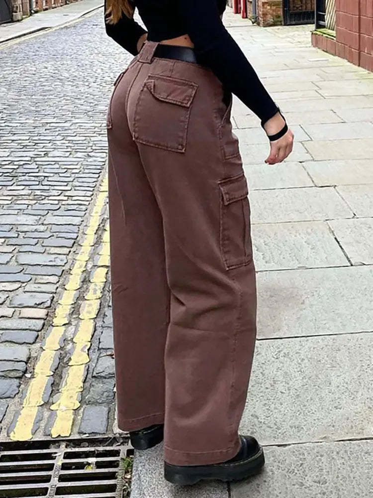 Vielseitige lockere Jeans-Cargo-Hose mit mehreren Taschen