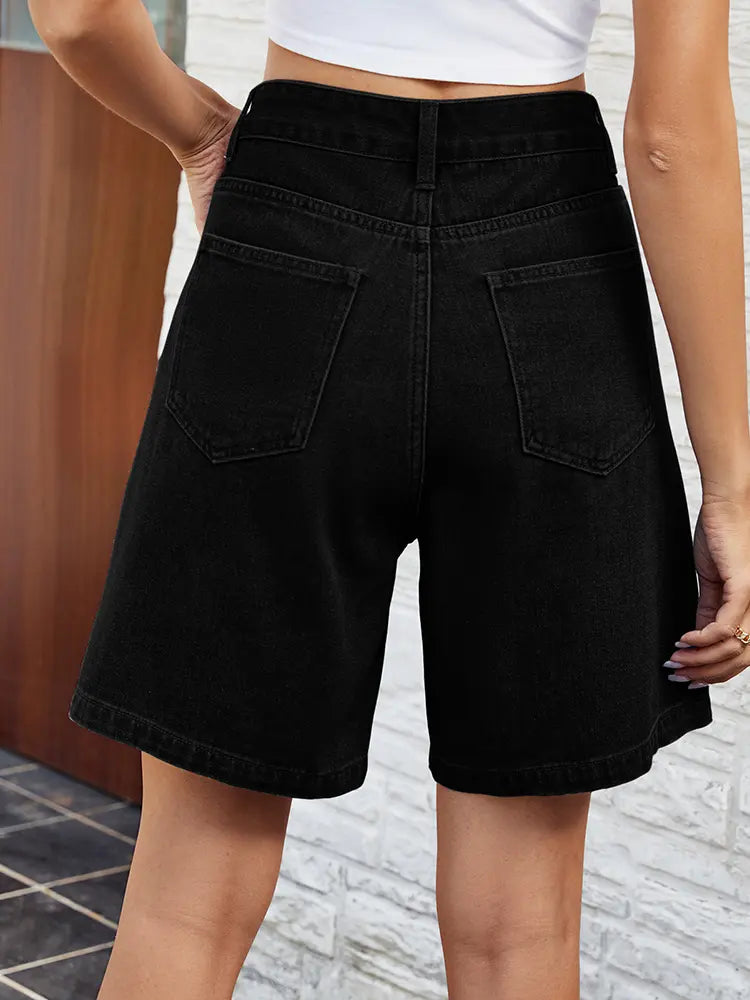 Verstellbare Taillen-Denim-Bermuda-Shorts