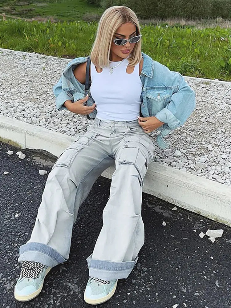 Hoch taillierte Street-Denim