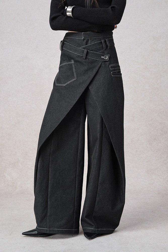 Schwingende Symphonie Falsche Zweiteilige Weitbeinige Jeans
