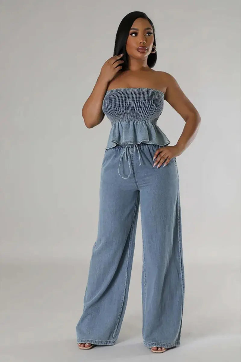 Stilvolles Denim Zweiteiler-Set
