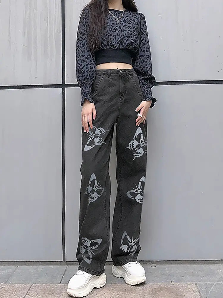 Bedruckte Slim Fit Jeans