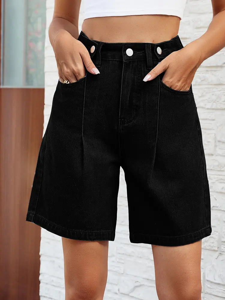 Verstellbare Taillen-Denim-Bermuda-Shorts