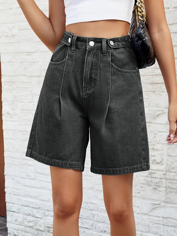 Verstellbare Taillen-Denim-Bermuda-Shorts