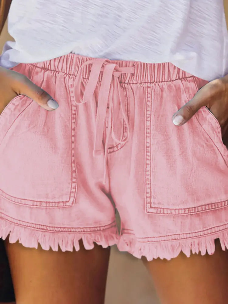 Elastische Taille Lässige Denim Shorts