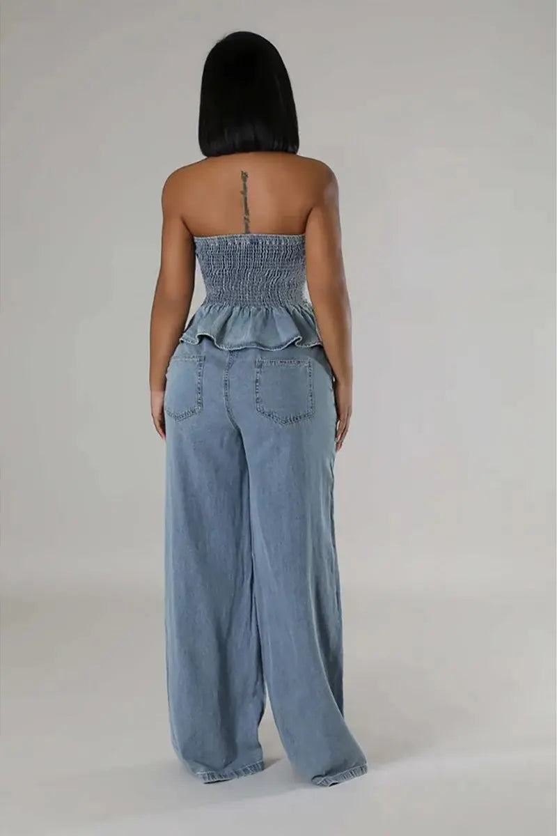 Stilvolles Denim Zweiteiler-Set