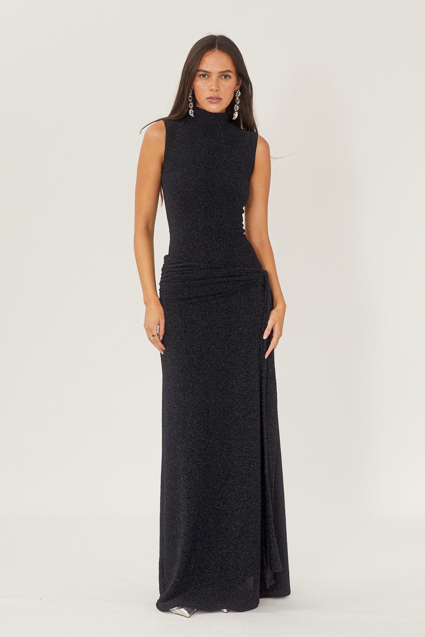 Shonna Metallic Strap Maxi Strickkleid