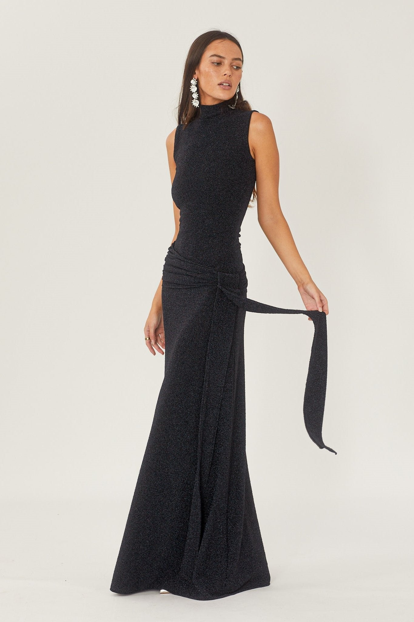 Shonna Metallic Strap Maxi Strickkleid