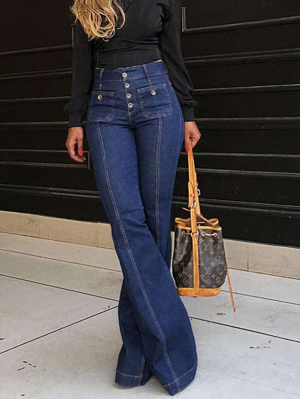 Stilvolle High-Waisted Patchwork Schlagjeans