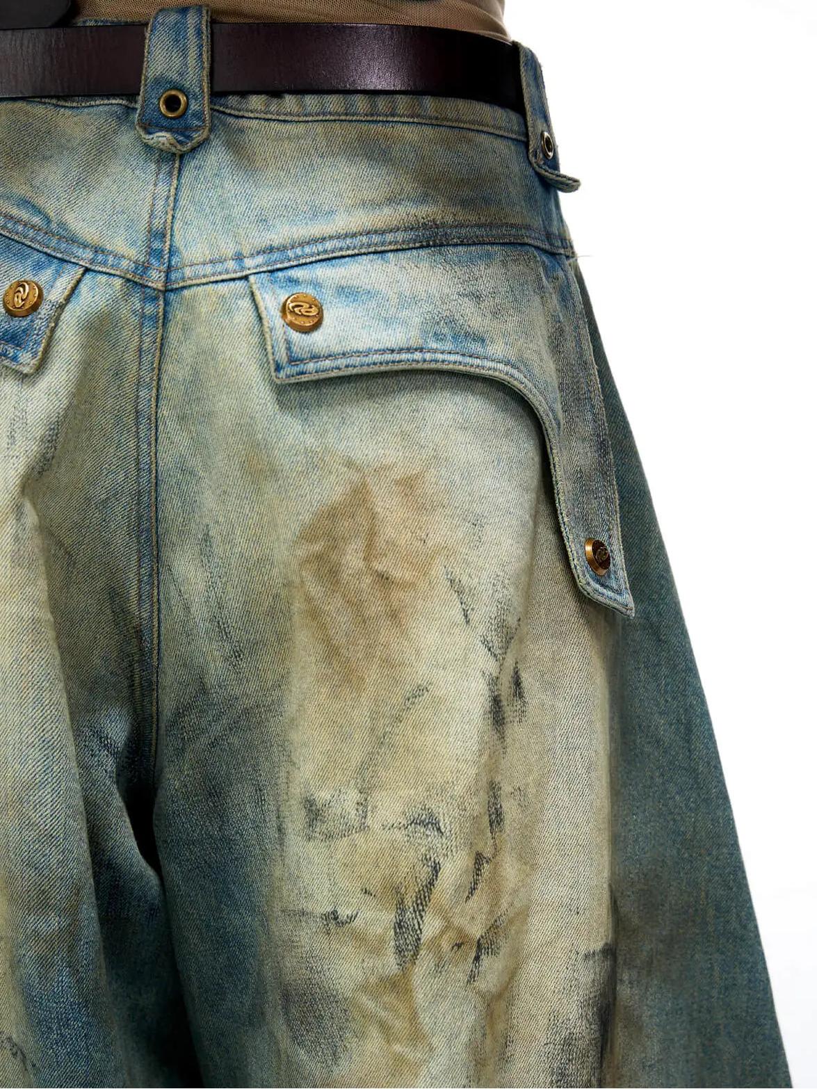 Plato-Färbung Gestickte Scimitar Jeans