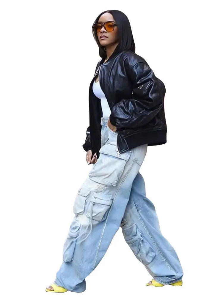 Street Style Cargo Denimhose