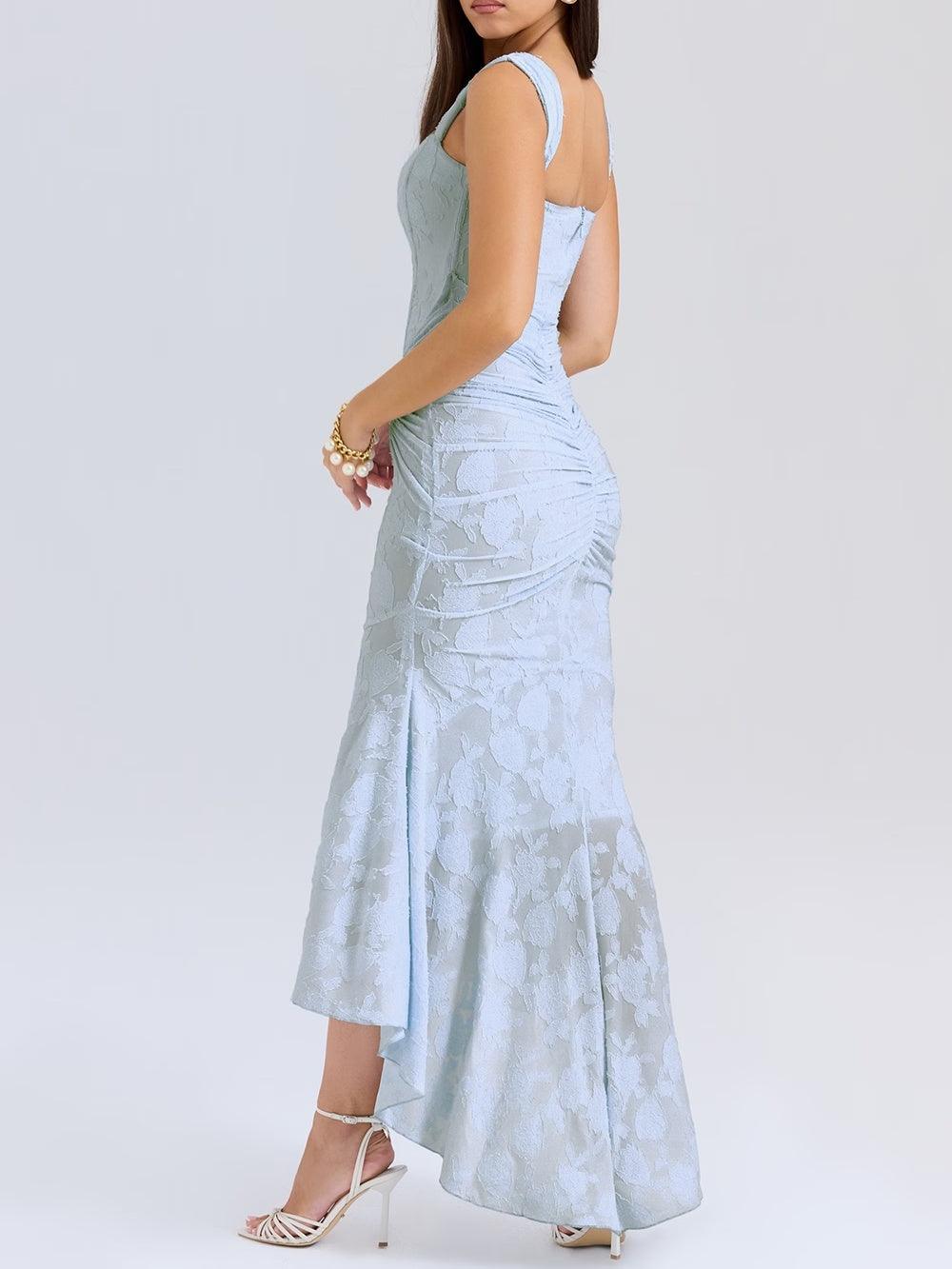 Blaues BlumenMaxi-Kleid