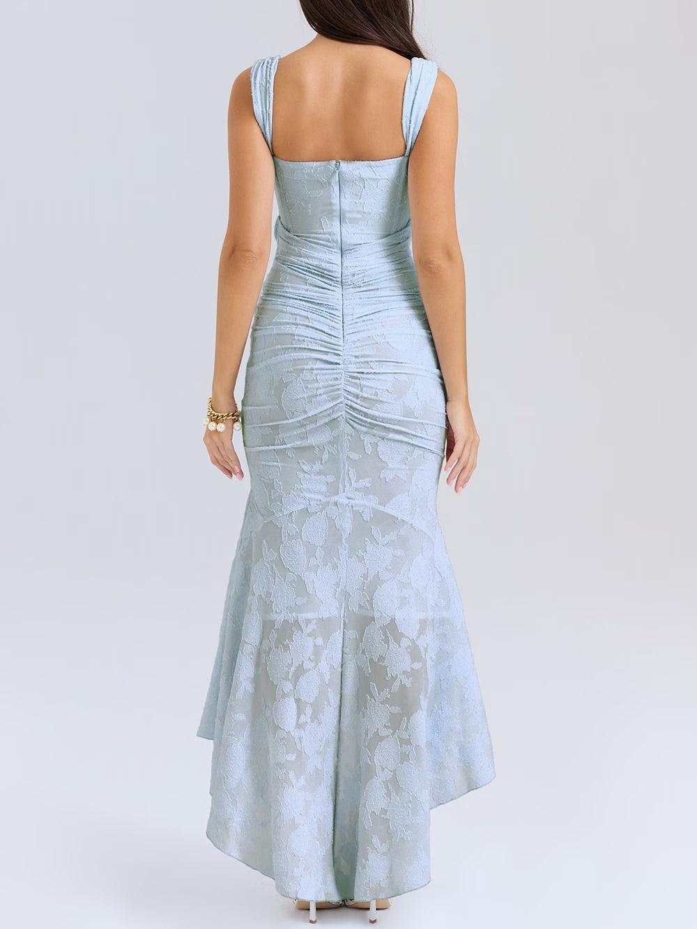 Blaues BlumenMaxi-Kleid