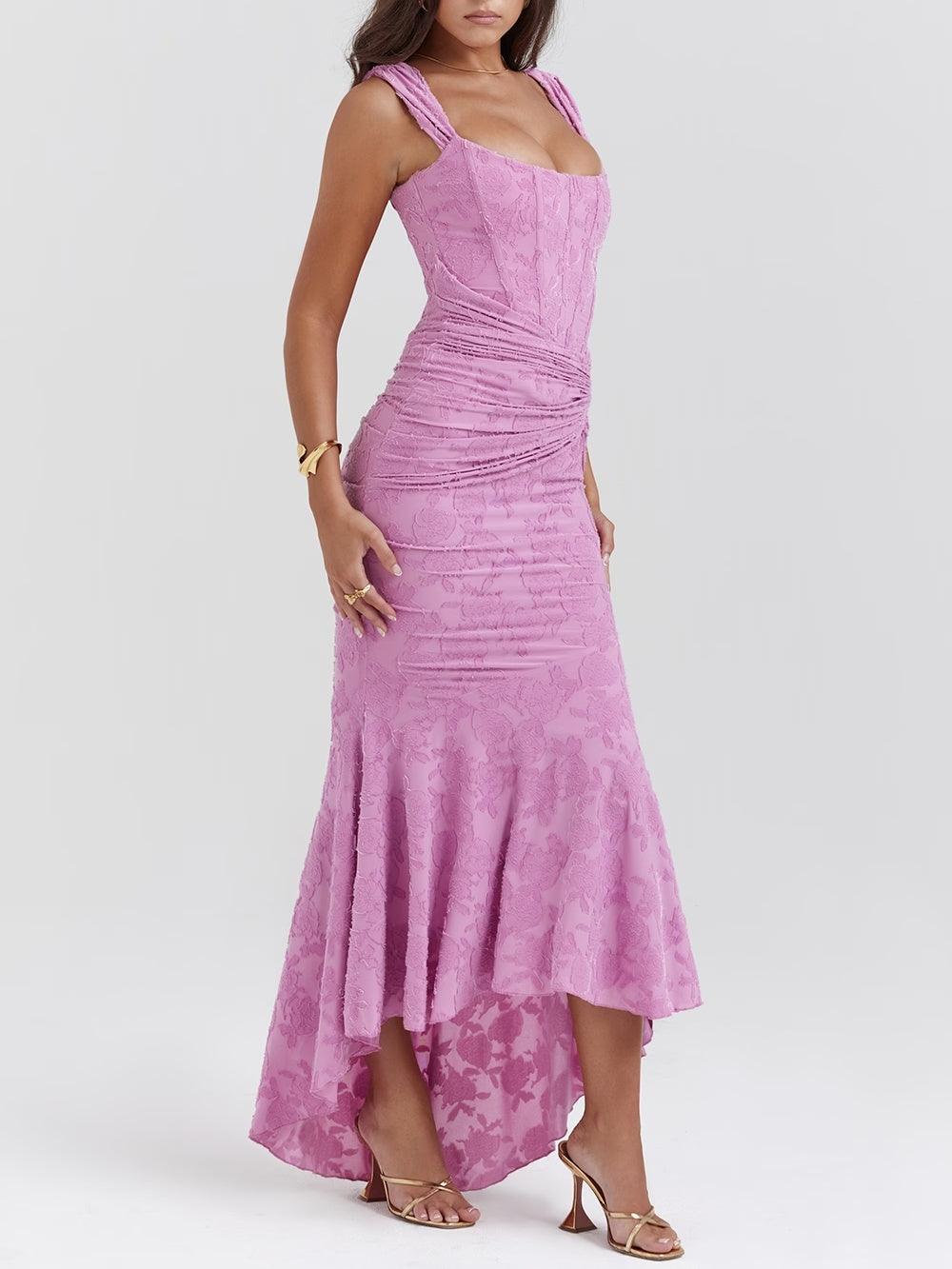 Blaues BlumenMaxi-Kleid