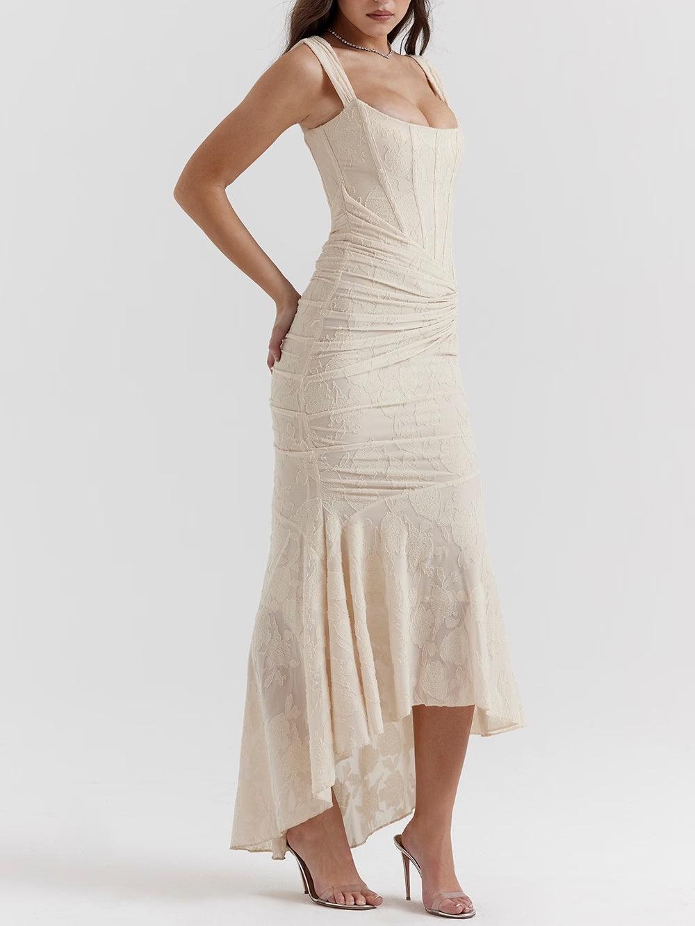 Blaues BlumenMaxi-Kleid