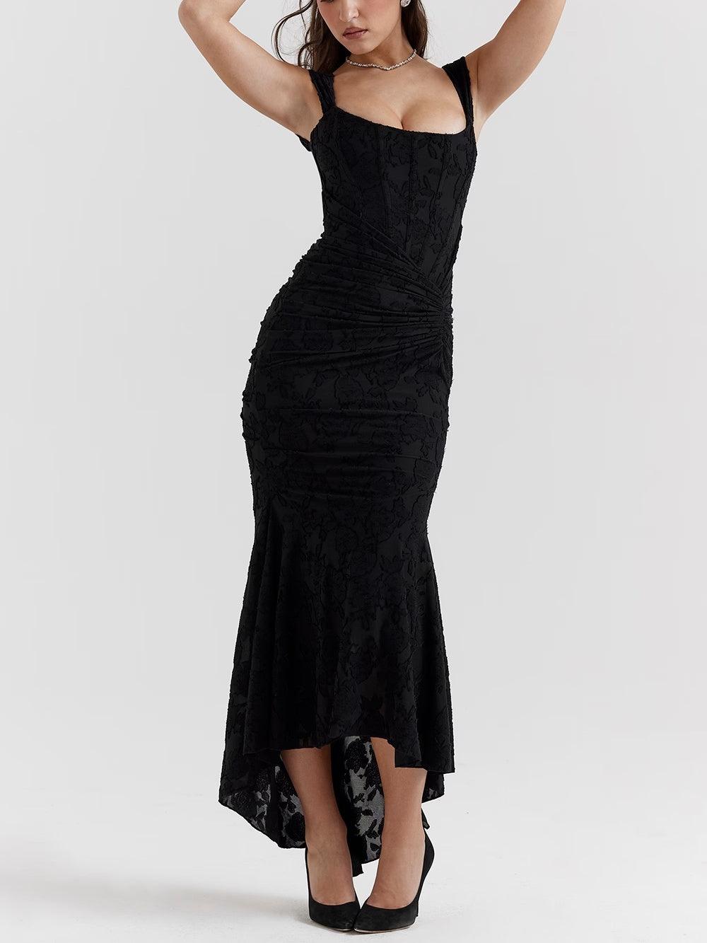 Blaues BlumenMaxi-Kleid