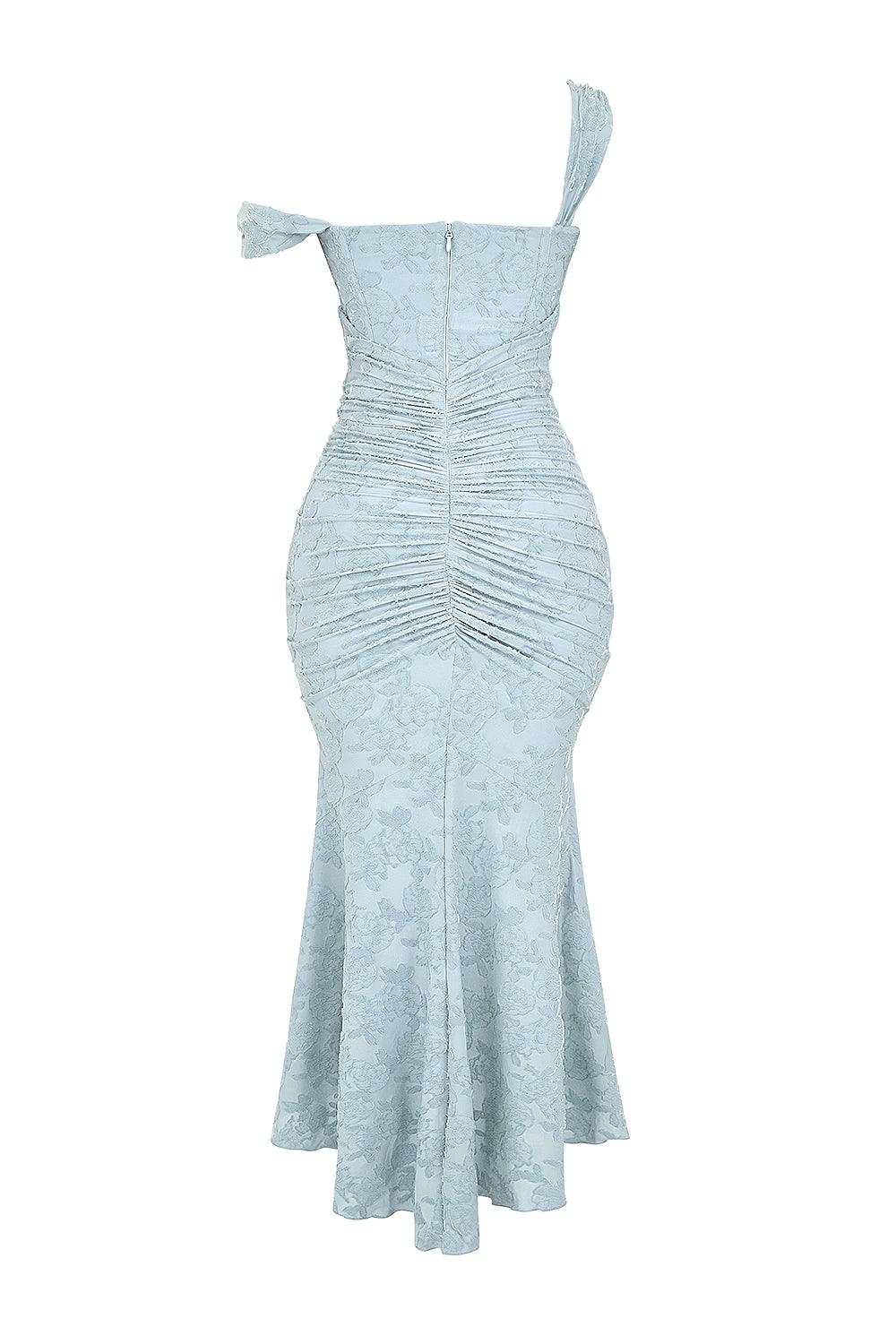 Blaues BlumenMaxi-Kleid