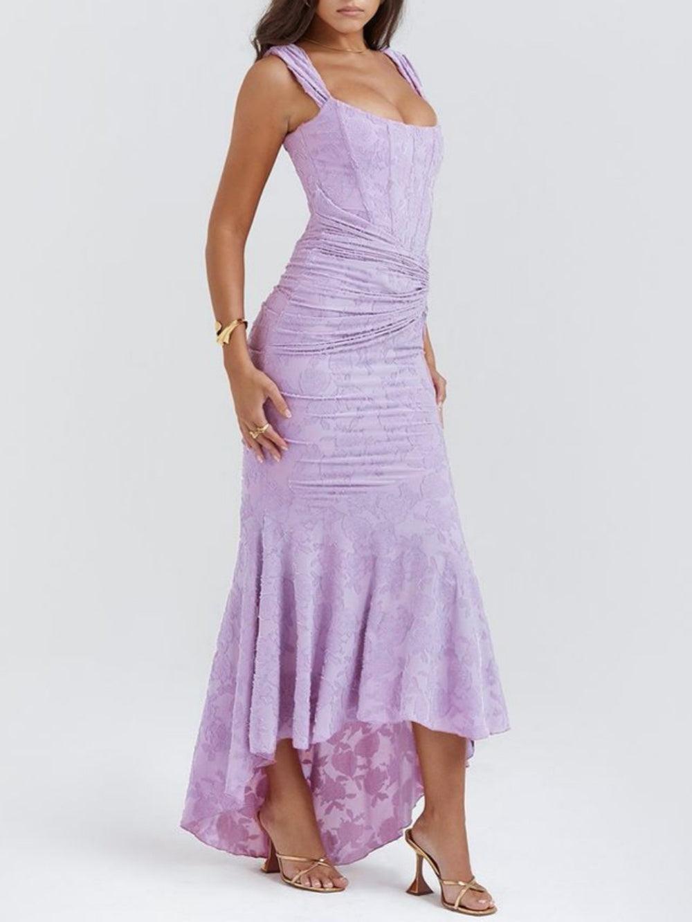 Blaues BlumenMaxi-Kleid
