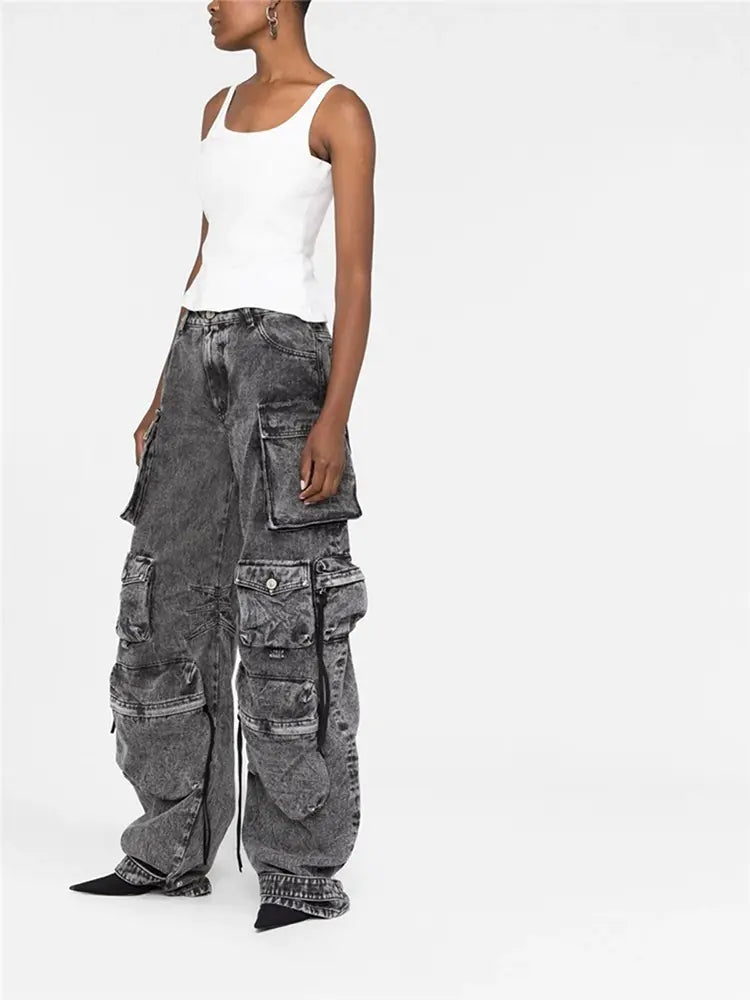 Street Style Cargo Denimhose