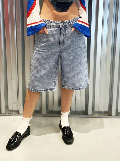 Hellblaue Denim Glitzernde Shorts