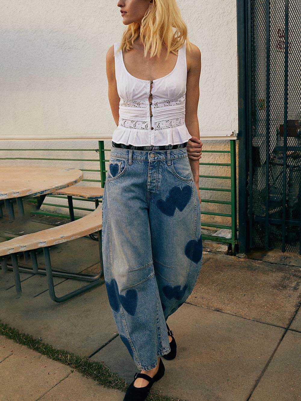 Legere Lässige Jeans mit geradem Bein und mittelhohem Bund