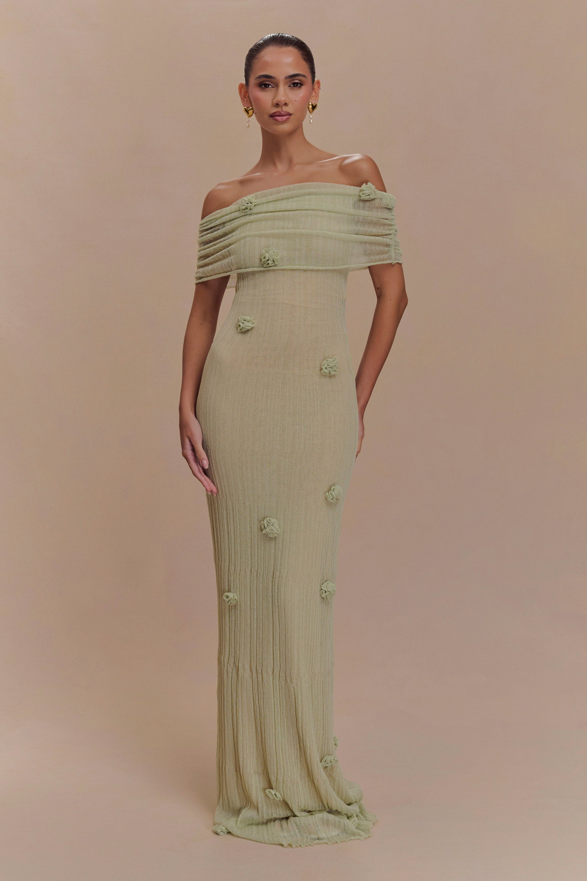 Orchidee Strick Maxikleid - Eleganz trifft Romantik