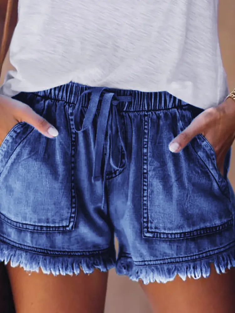 Elastische Taille Lässige Denim Shorts