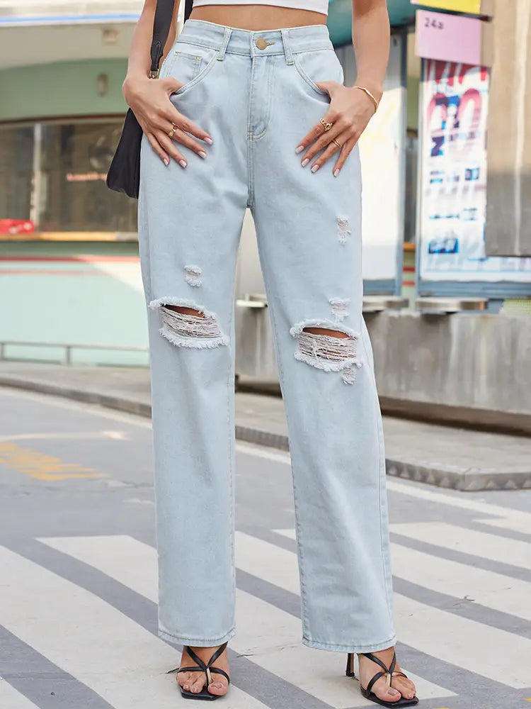 Helle Waschung Vintage Distressed Denim Hose