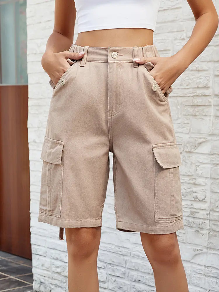Gewaschene Utility-Denim-Shorts