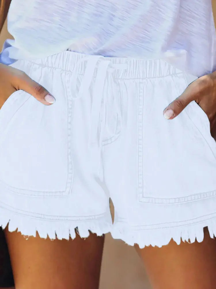 Elastische Taille Schlanke Passform Denim Hot Shorts