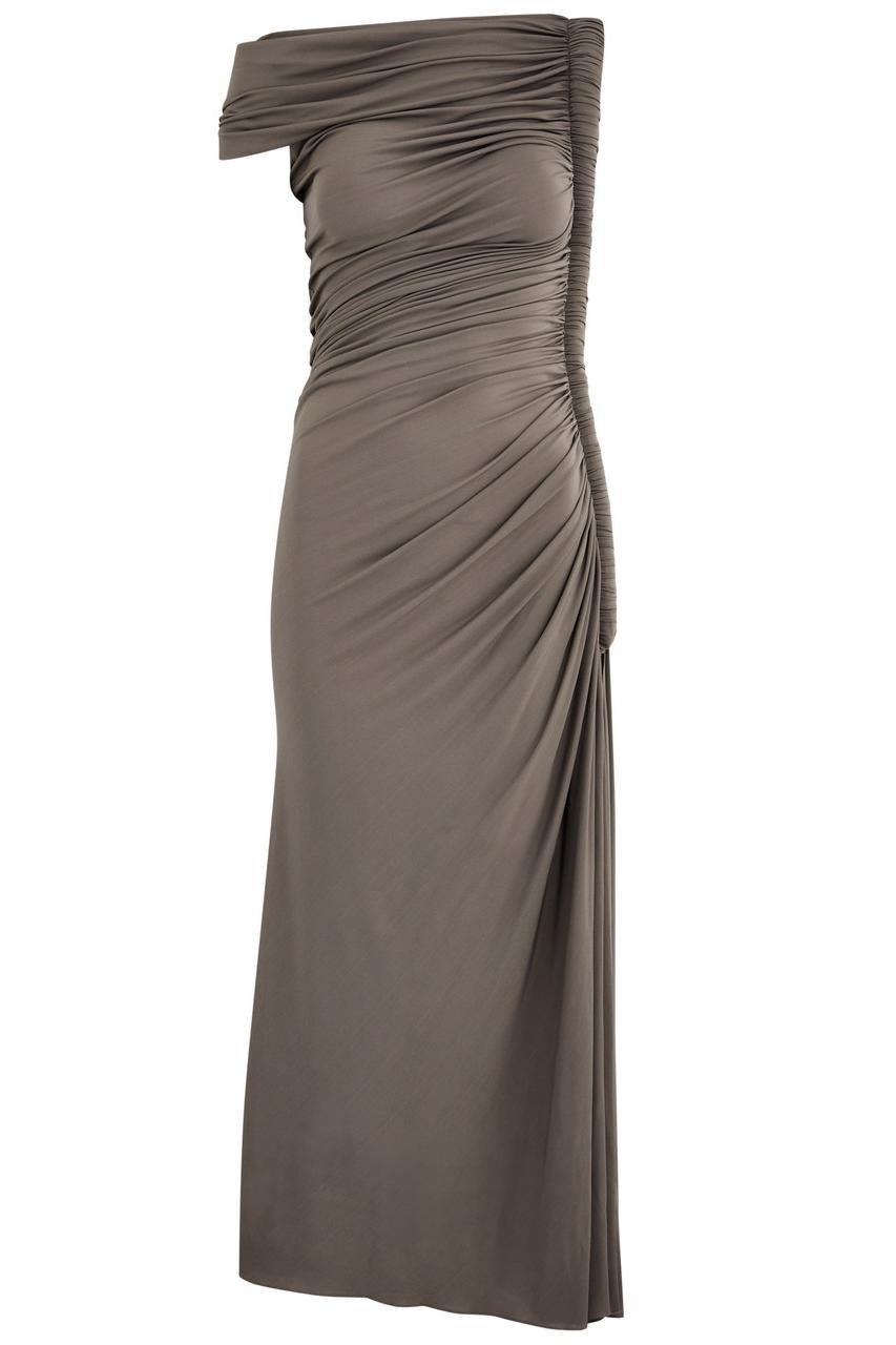 Ailal Drapierter Midikleid mit schulterfreiem Ausschnitt