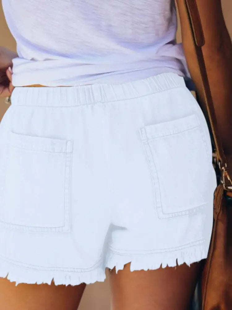Elastische Taille Schlanke Passform Denim Hot Shorts