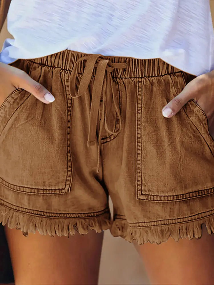 Elastische Taille Lässige Denim Shorts