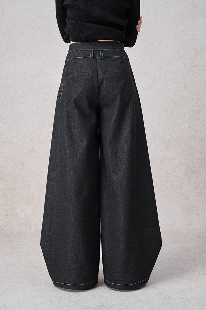 Schwingende Symphonie Falsche Zweiteilige Weitbeinige Jeans