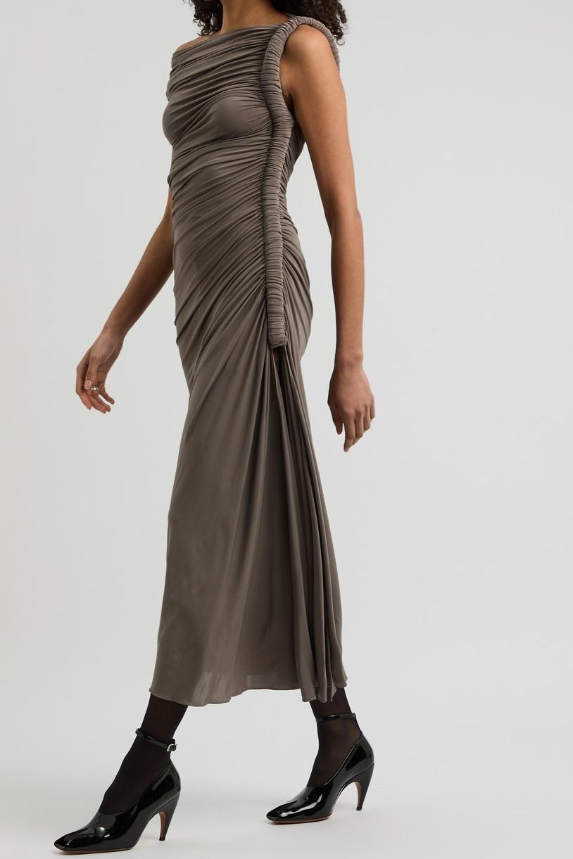 Ailal Drapierter Midikleid mit schulterfreiem Ausschnitt