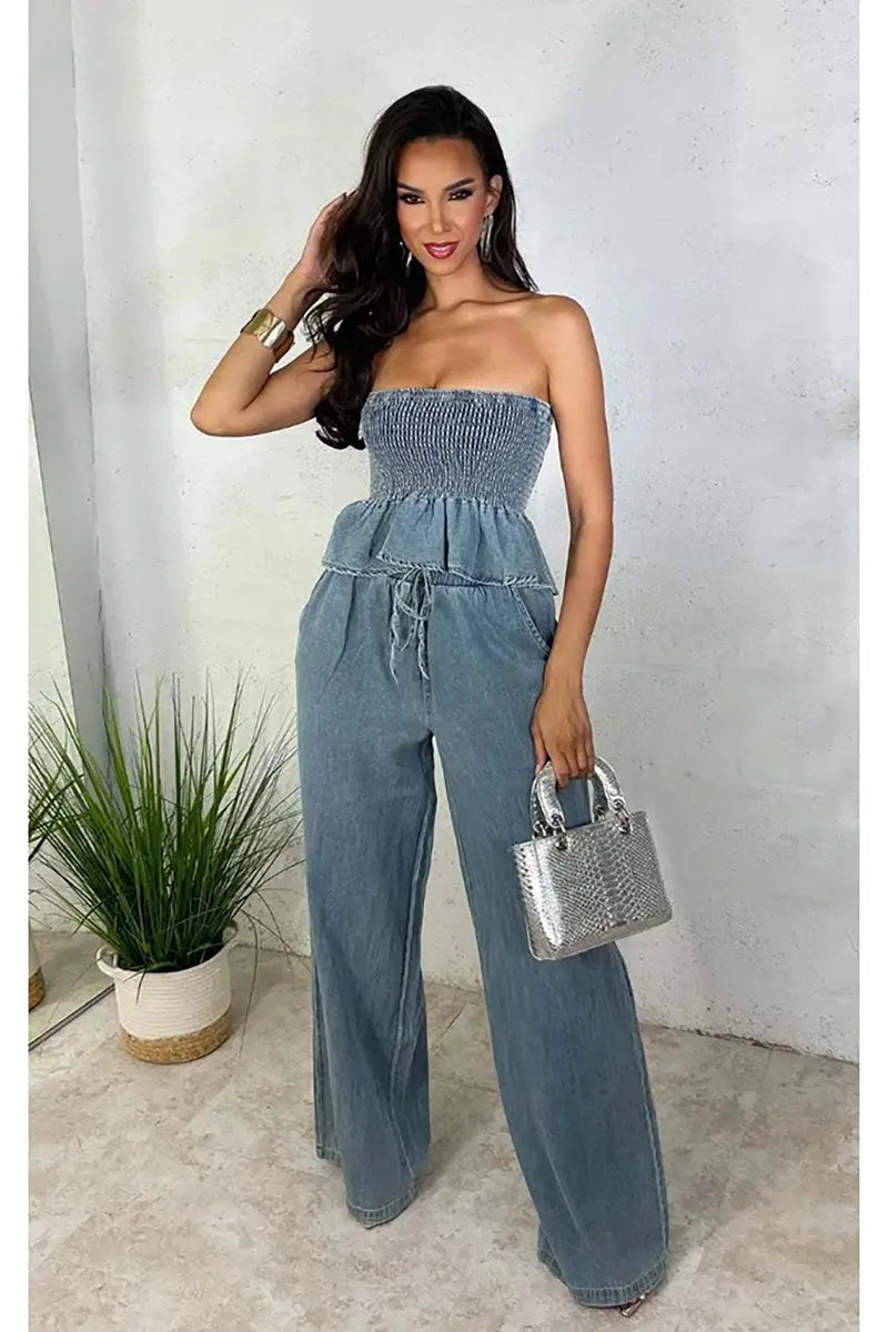 Stilvolles Denim Zweiteiler-Set