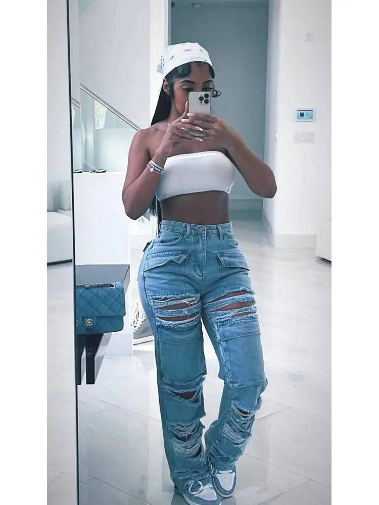 Zerrissene Freizeithose aus Denim