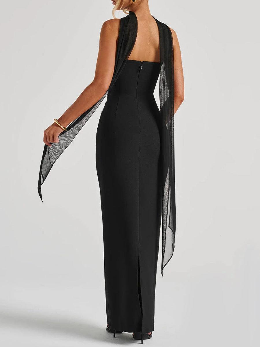 Elegantes Schwarzes Maxikleid mit Taillensitz