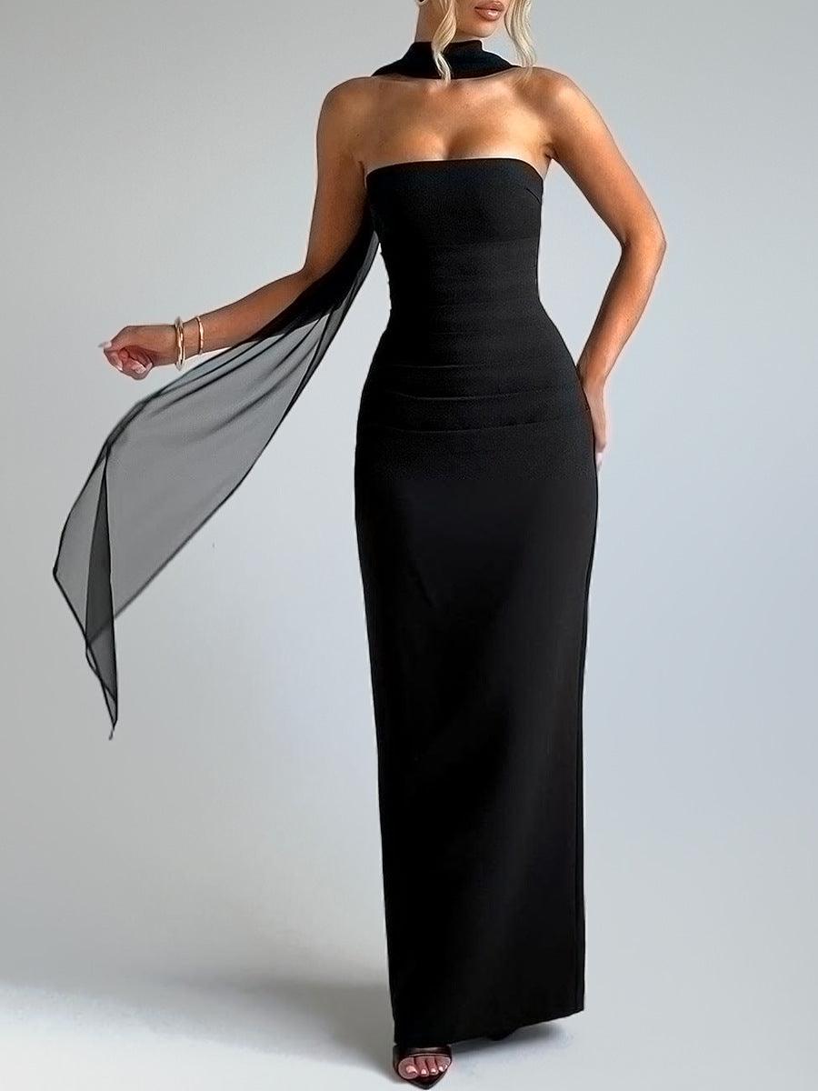 Elegantes Schwarzes Maxikleid mit Taillensitz