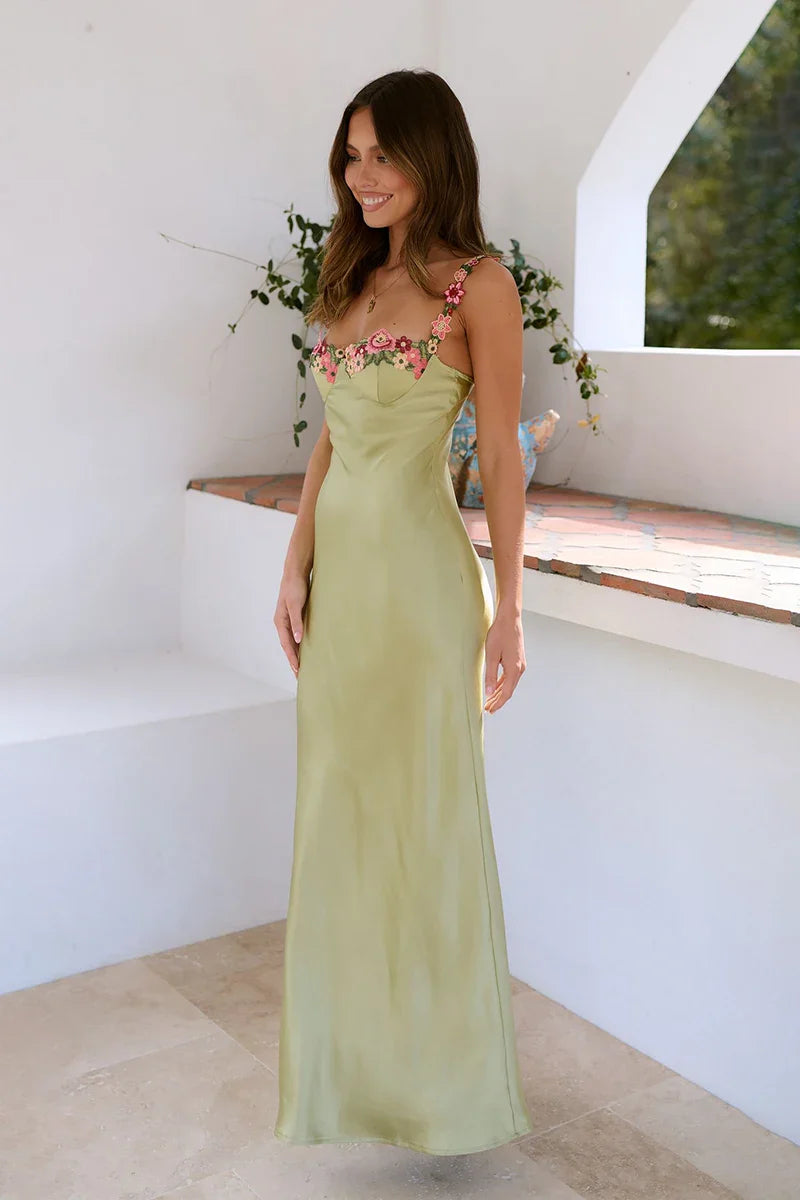 Aurora Maxi Kleid - Limettengrün