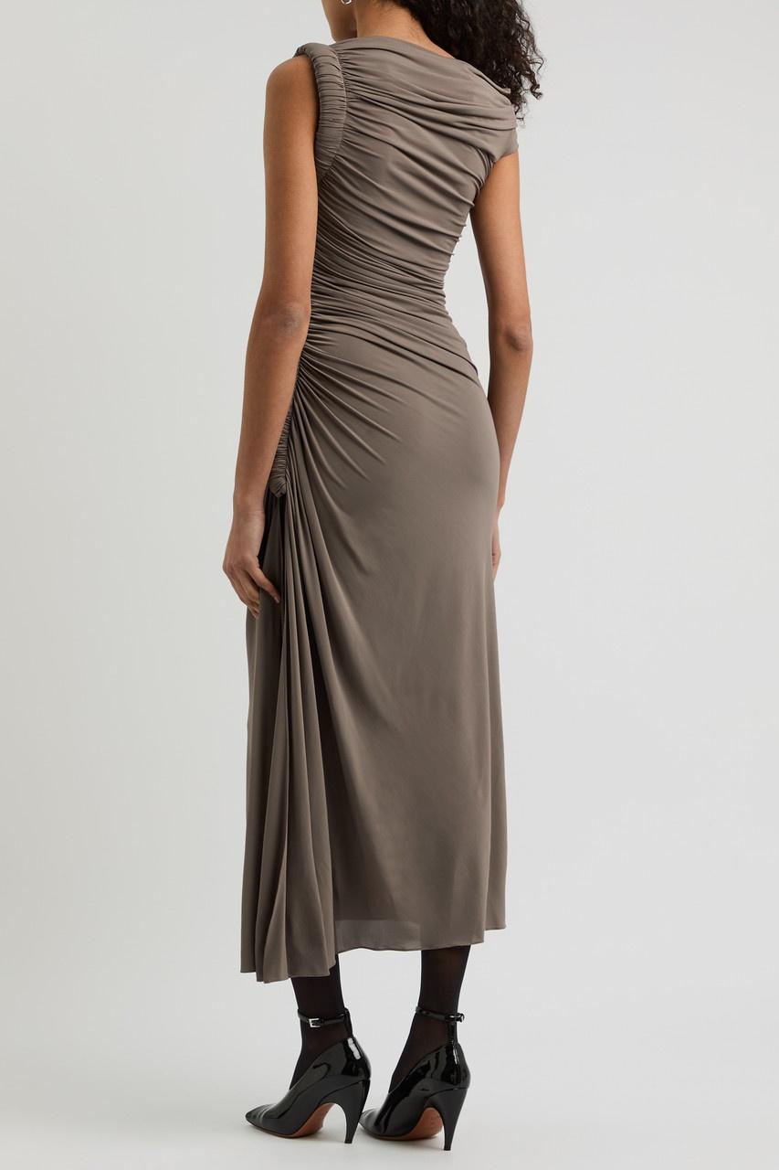 Ailal Drapierter Midikleid mit schulterfreiem Ausschnitt