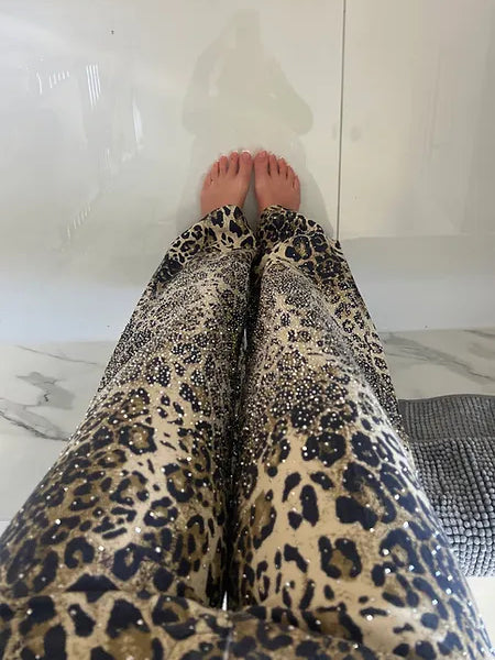 Leoparden Diamantierte Schlagjeans