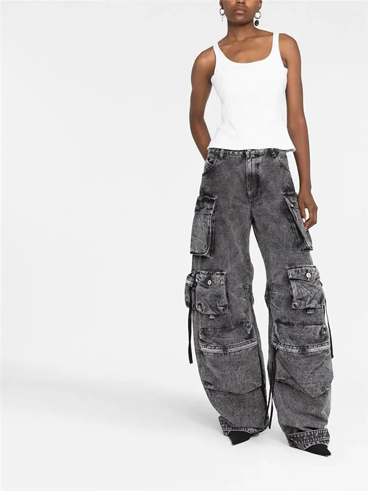 Street Style Cargo Denimhose