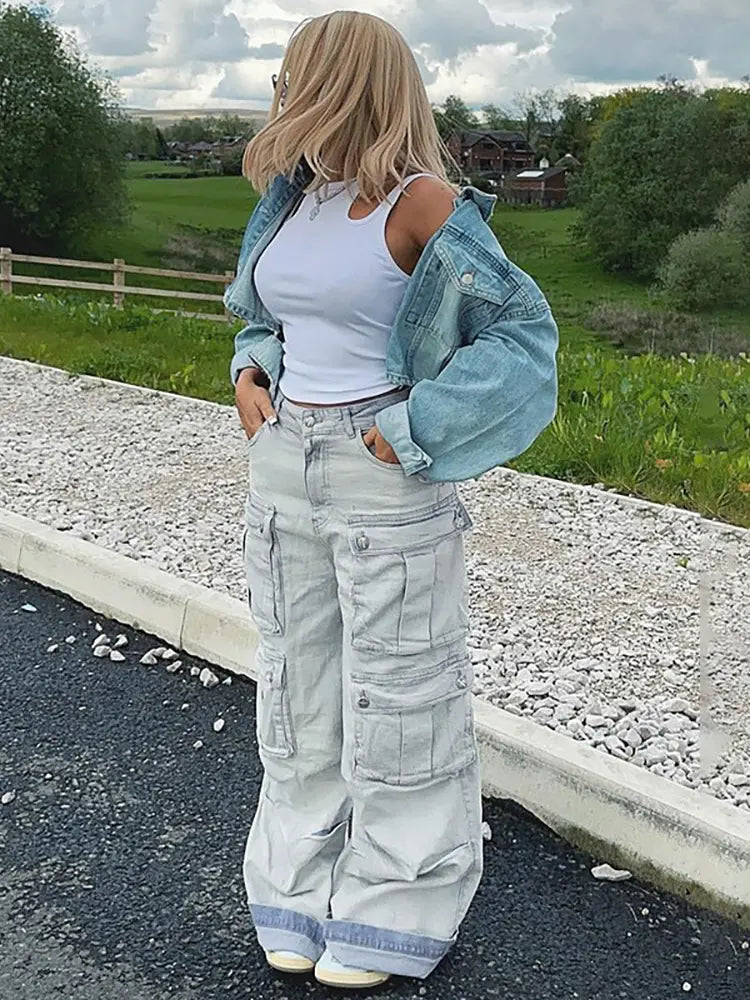 Hoch taillierte Street-Denim