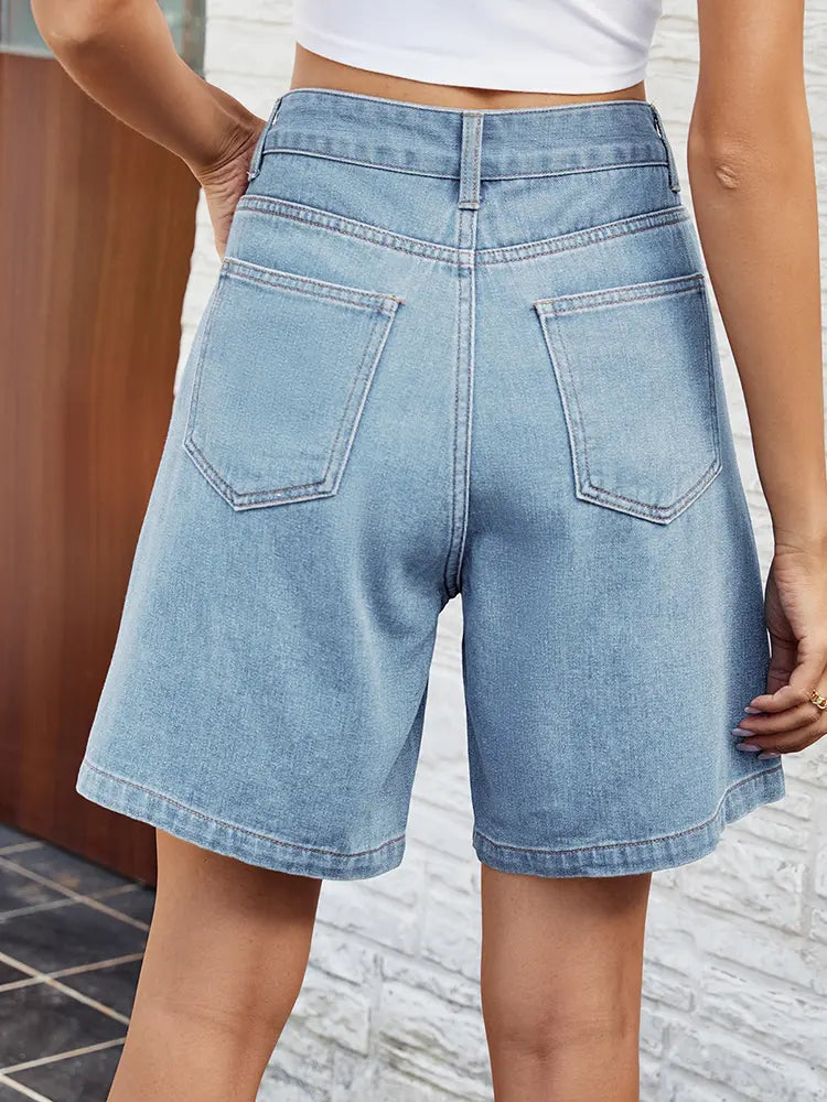 Verstellbare Taillen-Denim-Bermuda-Shorts