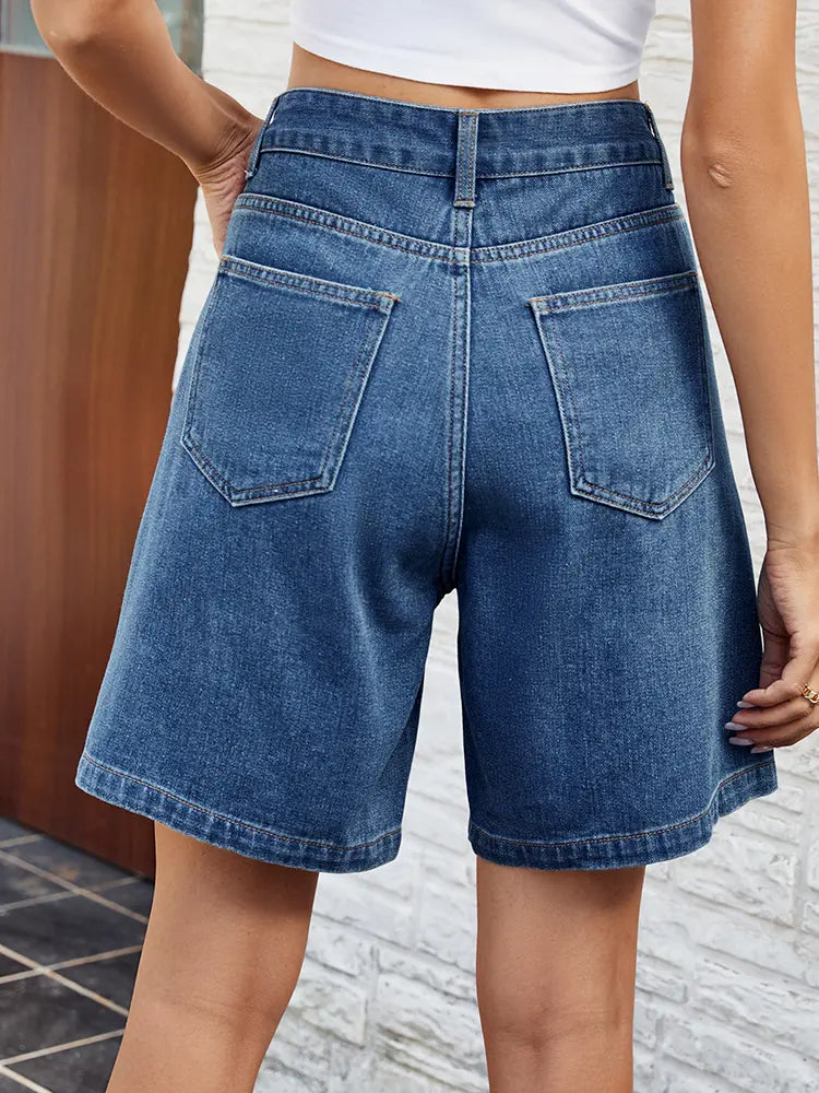 Verstellbare Taillen-Denim-Bermuda-Shorts